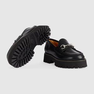 GUCCI horsebit-detailed leather loafers